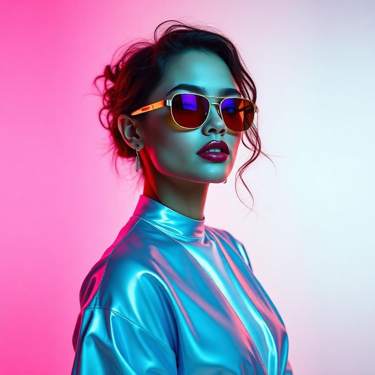Model in a glossy product launch campaign portrait
