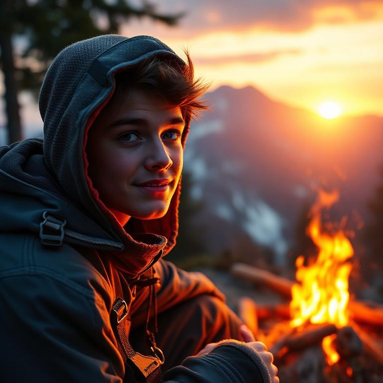 Teen camper transformed into an adventure hero poster